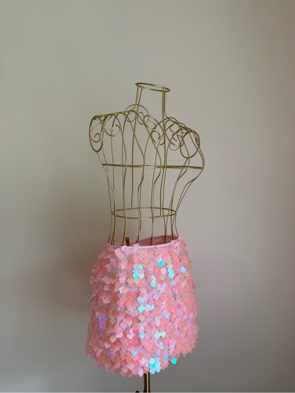 Fashion Nova Pink Iridescent Sequin Mini Skirt